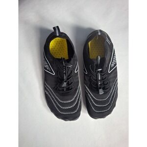 Men's Black Slip-On Water-Friendly Athletic Sandals with Yellow Insole